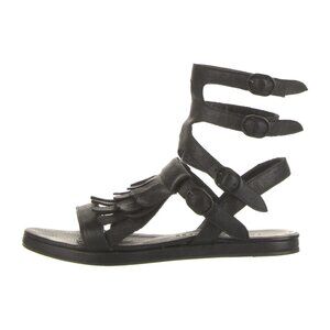 Freda Salvador Black Leather Gladiator Sandals US 5